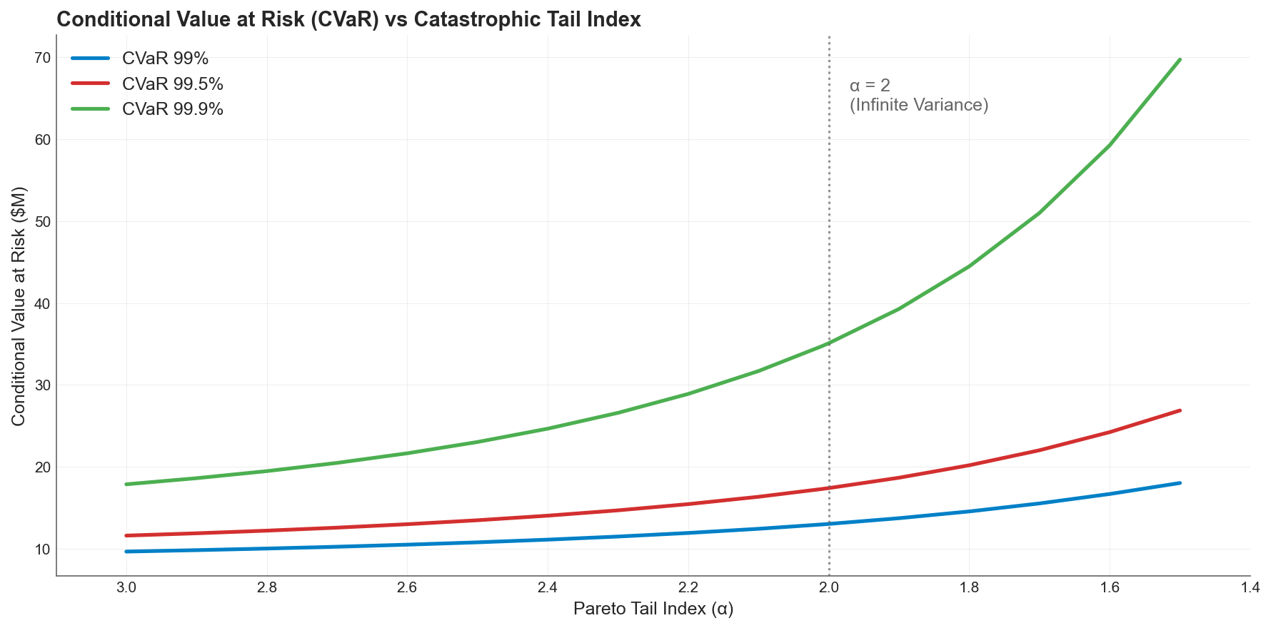 Conditional Value at Risk (CVaR) vs Catastrophic Tail Index